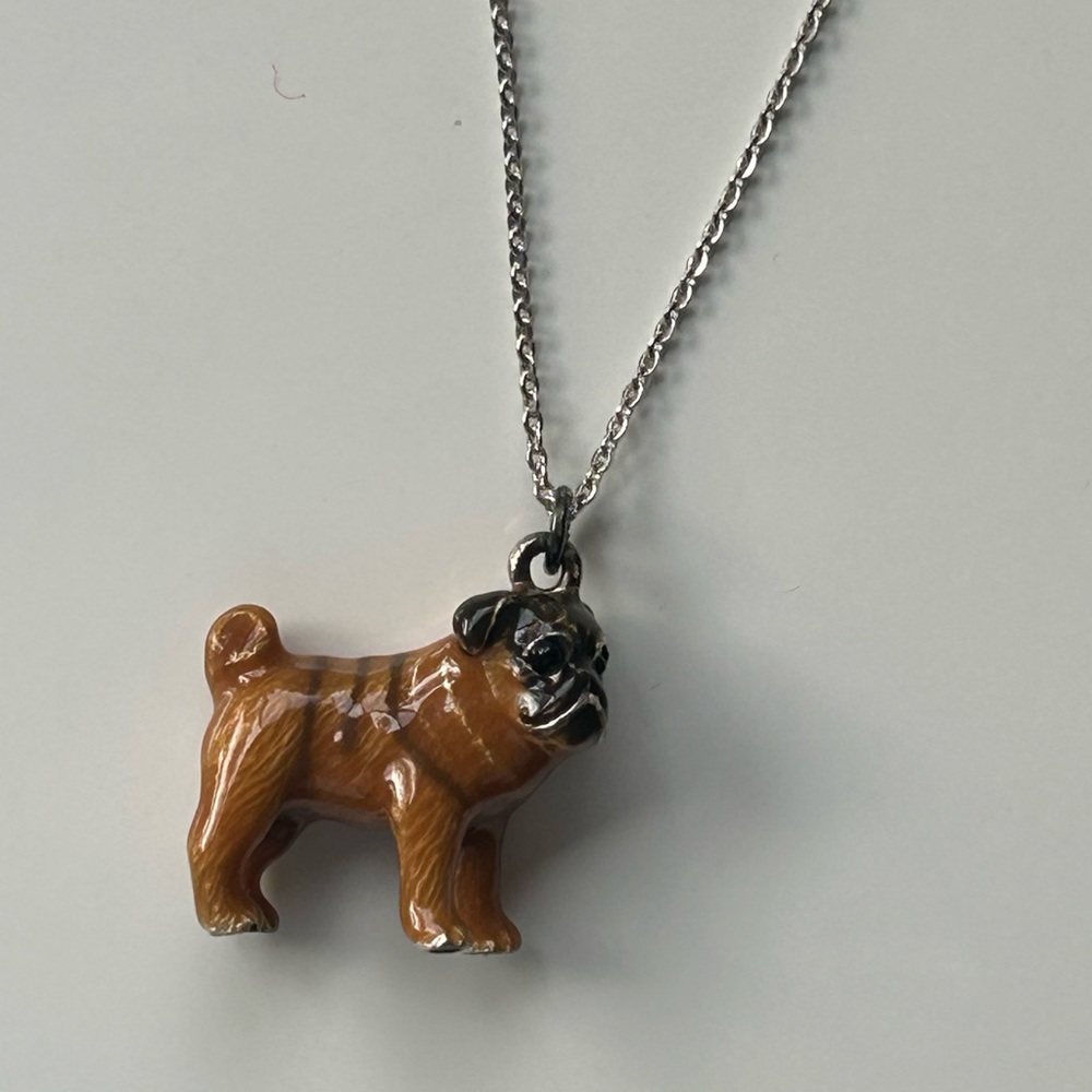 Fawn Pug Pendant Necklace
